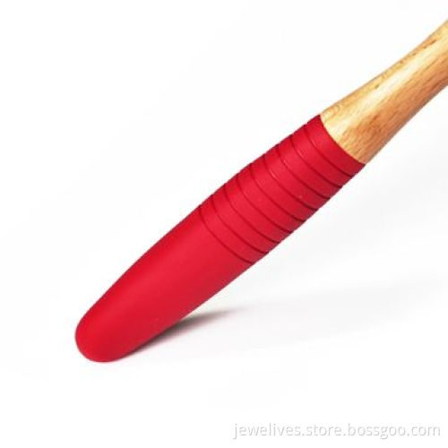 Food-grade Silicone Kitchen Red with Wooden Handle, Food Safe